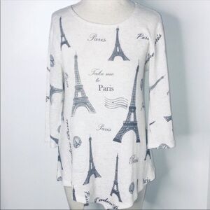 Rue JuJu knit tunic white with Eiffel tower print